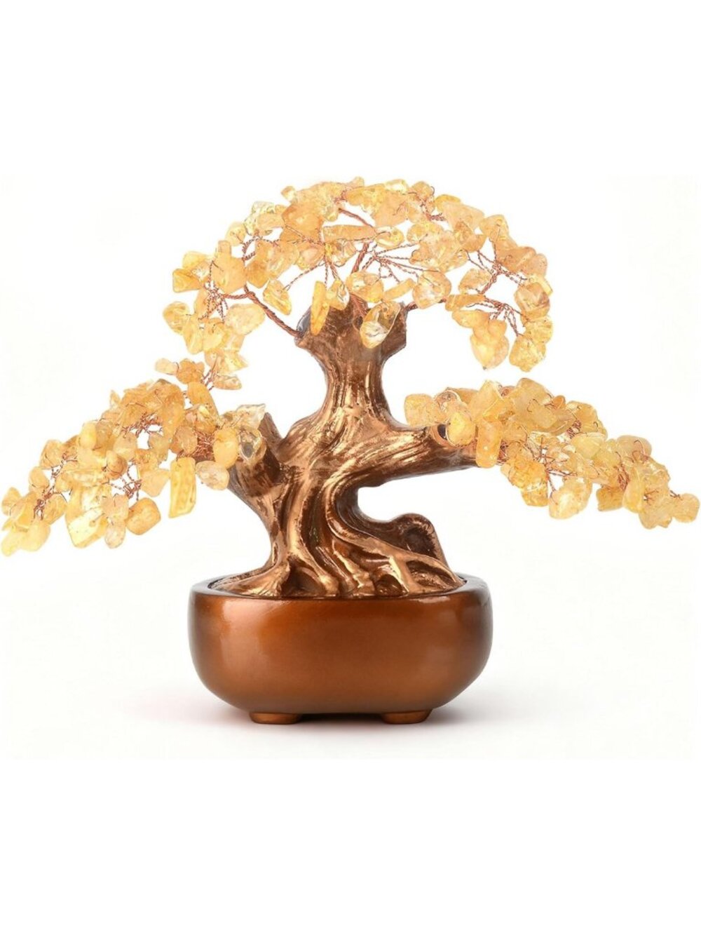 Handmade Citrine Crystal Tree of Life, Feng Shui Money Tree for Home Decor, 7''